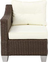 LOKATSE HOME Outdoor Wicker Sofa Patio Rattan Furniture Right Armrest, Beige - £125.45 GBP