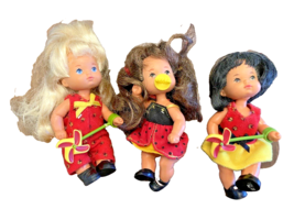 Dolls Mattel 3 Baby 5" Pacifiers Pinwheels 1976 Blonde Brunette Black Hair Vtg 2 - $26.98