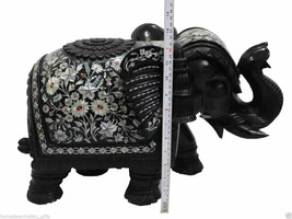 12&quot; Marble Elephant Handmade Paua Shell Pietra Dura Inlay Mosaic Gift Ho... - $2,742.79