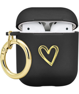 Wonjury Airpods Case Soft TPU Gold Heart Pattern Cute with Keychain Shoc... - £10.23 GBP