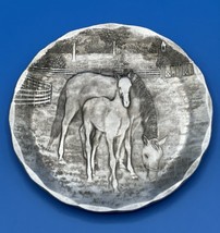 Vintage Wendell August Forge Hammered Aluminum Plate Horses &amp; Foals Farm... - $19.99