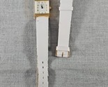 Geneva Quartz Ladies Watch, Rectangular Face/White Band Leather, Needs B... - £11.28 GBP