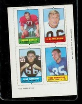 Vintage 1969 Topps 4 In 1 Mini Football Card Bosely Wilburn Simon Nowatzke - £7.86 GBP