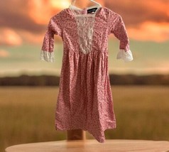 Scarlet Darkness Girls Pink Floral Calico Prairie Dress 6-7 Years Lace C... - $35.64
