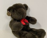 Westcliff Collection dark brown sitting teddy bear plush red ribbon bow  - £8.20 GBP