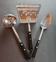 Vintage Ecko USA Stainless 3 Piece Utensil Set Flipper Ladle Slotted Spoon - $49.49