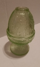 Tiara Green Sandwich Indiana Glass Two Piece Fairy Candle Tea Light Lamp - $40.00