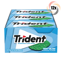 Full Box 12x Packs Trident Mint Bliss Flavor Sugar Free Gum | 14 Sticks Per Pack - $26.32