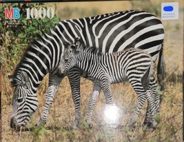 Older/vintage 1995 Milton Bradley puzzle; Zebras in Africa; 1000 pieces - £14.95 GBP