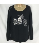 Biker Motorcycle Studded Black Stretch Sweater Rock &amp; Republic Womens Si... - $253.22 MXN