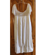 Antique Edwardian Early 1900s White Cotton Long Nightgown Crochet Yoke/S... - $97.02