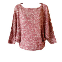 Anthropologie Postmark Red Button Sleeve Boxy Batwing Top Size XS Oversized - £12.74 GBP