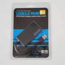 Compact 4-Port USB 3.0 Hub 5Gbps Portable for PC Mac Laptop Notebook Desktop - £7.10 GBP