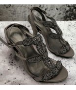 Kenneth Cole Reaction Pewter Beaded/Rhinestone Strap Dressy 4 in. Heel s... - $25.65