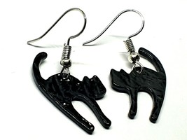 Black Cat Earrings Scary Cat Feline Halloween Witch Emo Goth Jewellery Unisex - £4.19 GBP