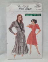 80&#39;s VTG Vogue Easy 7554  2 Variations Misses&#39; Button Front Dresses 6-8-... - $12.82