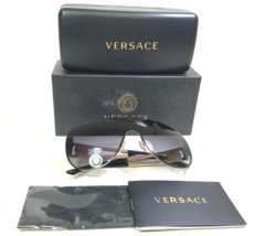 Versace Sunglasses MOD.2166 1252/8G Black Gold Medusa Logos Purple Shield Lens - $140.03