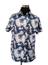 Slate &amp; Stone Hawaiian Shirt Men&#39;s Size Large Island Casual Tropical Blue White - £15.24 GBP