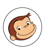 30 Curious George Envelope Seals Labels Stickers 1.5&quot; Round Birthday fav... - $149.06 MXN