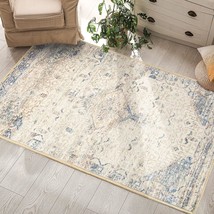 Rora Area Rug 2X3 Non-Slip Machine Washable Boho Vintage Distressed Neutral - £27.76 GBP