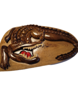 Crocodile Magnetic Latch Secret Puzzle Jewelry Box 3D Wooden Hand Carved... - £22.57 GBP