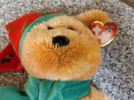 Ty Beanie Buddies 2003 Holiday Christmas Teddy With Stocking Cap And Green Scarf - $19.95