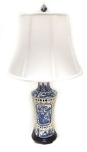 Royal Designs Oriental 21.5" Blue and Cream Porcelain Vase Table Lamp - £151.07 GBP