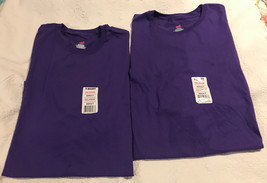 NWT Pair Unisex Adult 62&quot; Chest/Bust Size 5XL T-shirt Tops Soild Purple S/S AsIs - £23.20 GBP