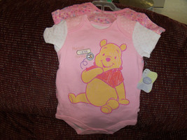 Disney Winnie the Pooh Mama&#39;s Little Honey Snap Tee 2pc Size 6/9 Months NEW HTF - £11.48 GBP