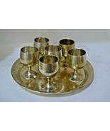 VINTAGE SET OF 6 SILVER PLATED CORDIAL -SHOT GLASSES AND TRAY  EPNS  (In... - $562.60 MXN
