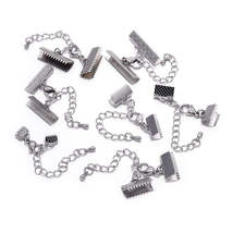 Stainless Steel Textured End Caps with Lobster Clasps, 5pcs - $4.91+