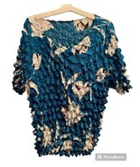 Vintage 90s Royal Blue Floral Popcorn Shirt - Expandable/One Size Fits All - £9.26 GBP
