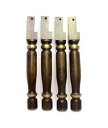 Set of 4 Wooden Table Furniture Legs Round Brown &amp; Gold Farmhouse 29&quot; Vi... - $2,482.70 MXN