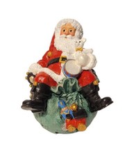 Vintage Santa Sitting on Top of Filled Toy Bag Train Bear Drum Figurine - £15.49 GBP