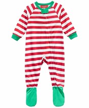 Family Pajamas Unisex Kids Footed Pajamas Holiday Stripe Red 18 MOS - £10.12 GBP