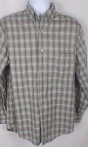 Mens Tricots St. Rapael Button Down Blue brown Plaid Shirt long sleeve c... - $9.89