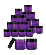 (24 Pcs) 30G/30Ml High Quality Purple Plastic Jars With Black Lids