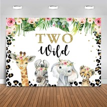 Two Wild Backdrop For Girl Jungle Safari Animals 2Nd Birthday Party Decoration 7 - £20.60 GBP