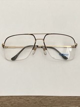 VTG St. Moritz Flex Frame Black &amp; Gold Aviator Half Rim Glasses Frames 60-14-140 - £23.98 GBP