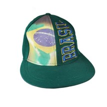 Vintage Green Brasil Spell out Embroidered Air Brush Bill Snapback Hat Trucker - £36.51 GBP