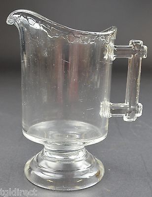 Vintage Clear Glass Creamer Pitcher Drip Pattern & Wood Style Handle 5.625" Tall - $14.50