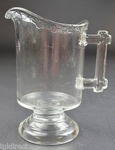 Vintage Clear Glass Creamer Pitcher Drip Pattern &amp; Wood Style Handle 5.625&quot; Tall - £11.35 GBP