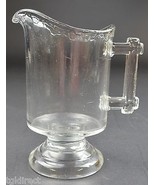 Vintage Clear Glass Creamer Pitcher Drip Pattern &amp; Wood Style Handle 5.6... - £11.59 GBP