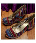 MOSSIMO SOX TAB Colorful Platform 5&quot; Wedge Heel F16834584 Size 6.5 - $38.95