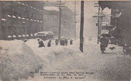 Amsterdam Ny~East Main St W/ SNOW-FROM Spring ST~1914 Blizzard~P Berger Postcard - £8.10 GBP