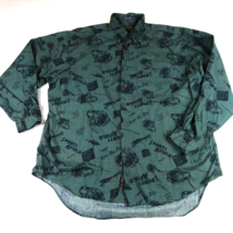Men Colours By Alexander Julian Green Plaid Fishing Prints Shirt Size Xl - £14.21 GBP