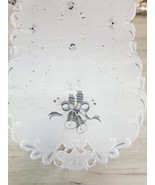 White Christmas Table Runner, Silver Metallic Embroidered 24x48&#39;&#39; - £23.90 GBP