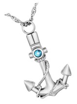 Anchor Urn Necklace for Ashes Blue Gem Ashes for Men - $70.49 CAD