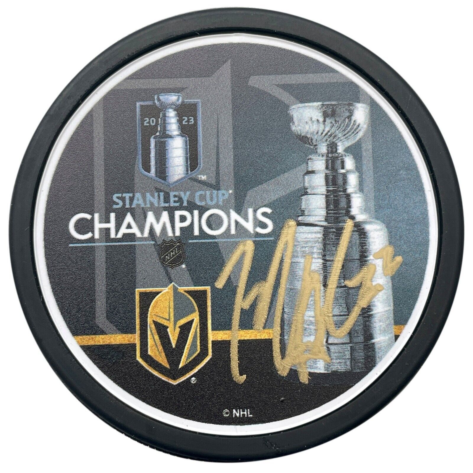 Primary image for Michael Amadio Autographed Stanley Cup Vegas Golden Knights Signed Puck COA IGM