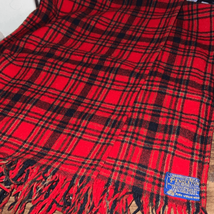 VTG Pendleton Wool Scarf Plaid Check Red - $43.12